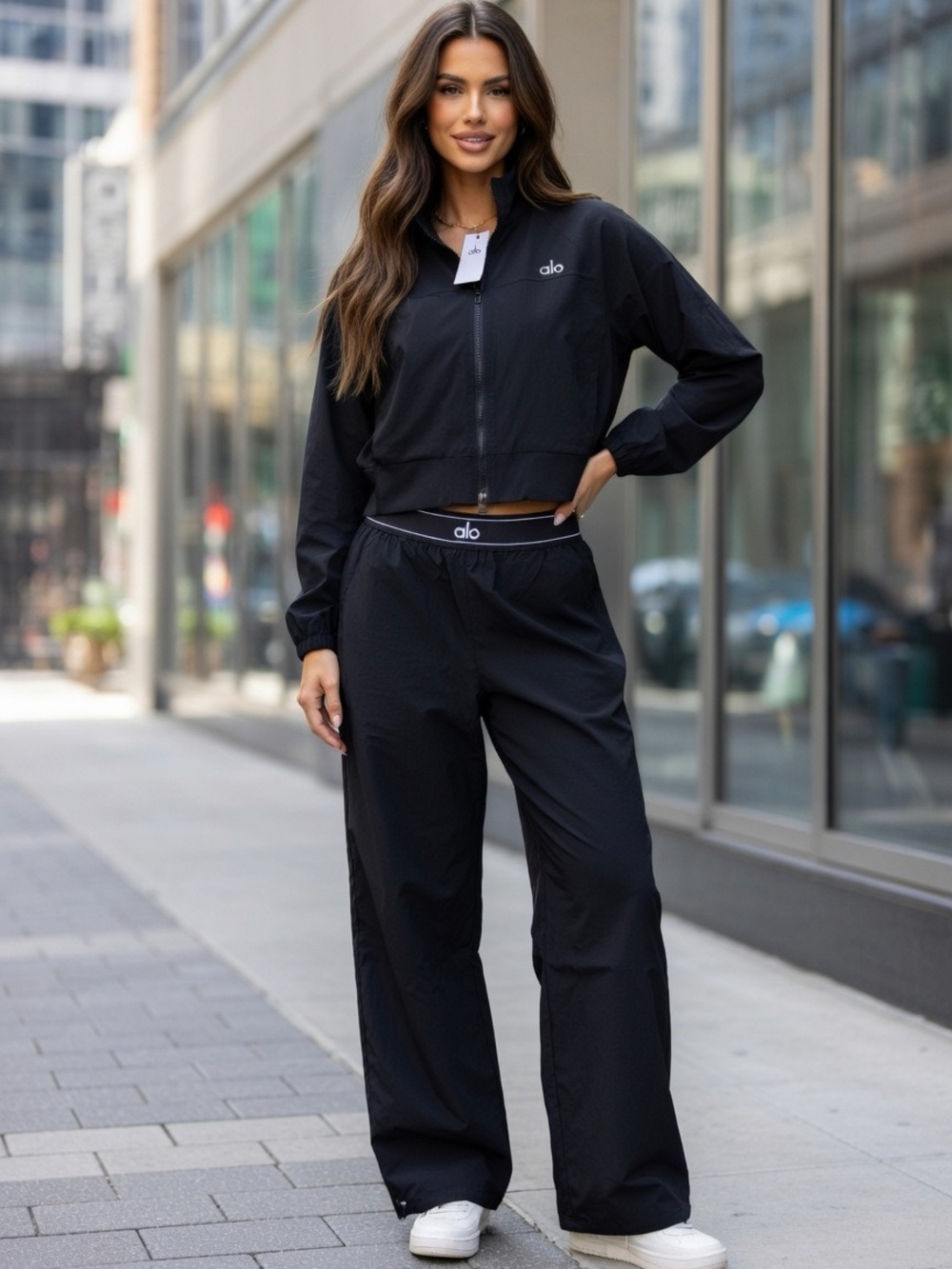 Black Wide-Leg Trouser Pants and jacket